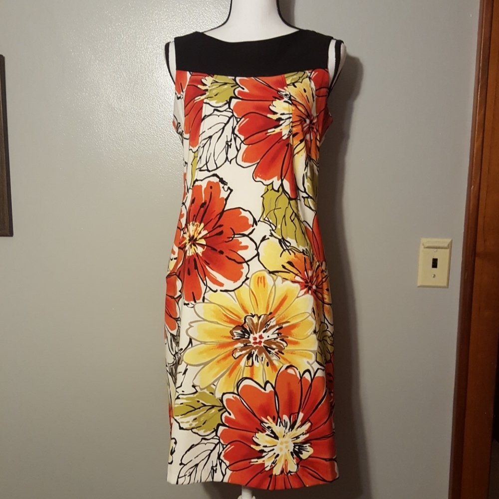 SUNFLOWER dress, sz 12 in oranges and yellows